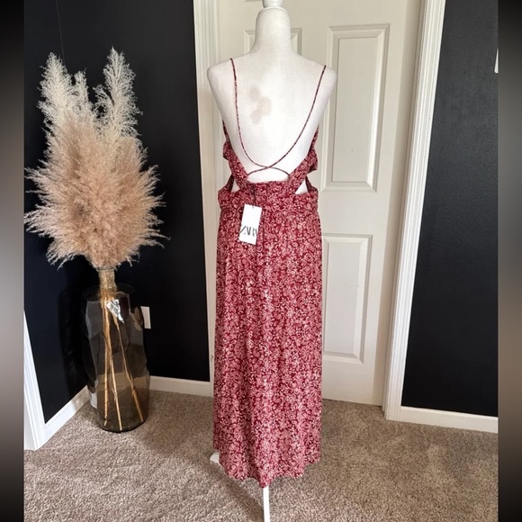 NWT Zara Cut Out Floral Printed Midi/Maxi Dress 
size XL - Picture 10 of 12